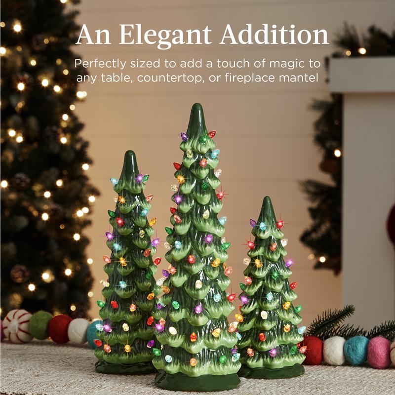 Hand-Crafted Ceramic LED Tabletop Christmas Trees