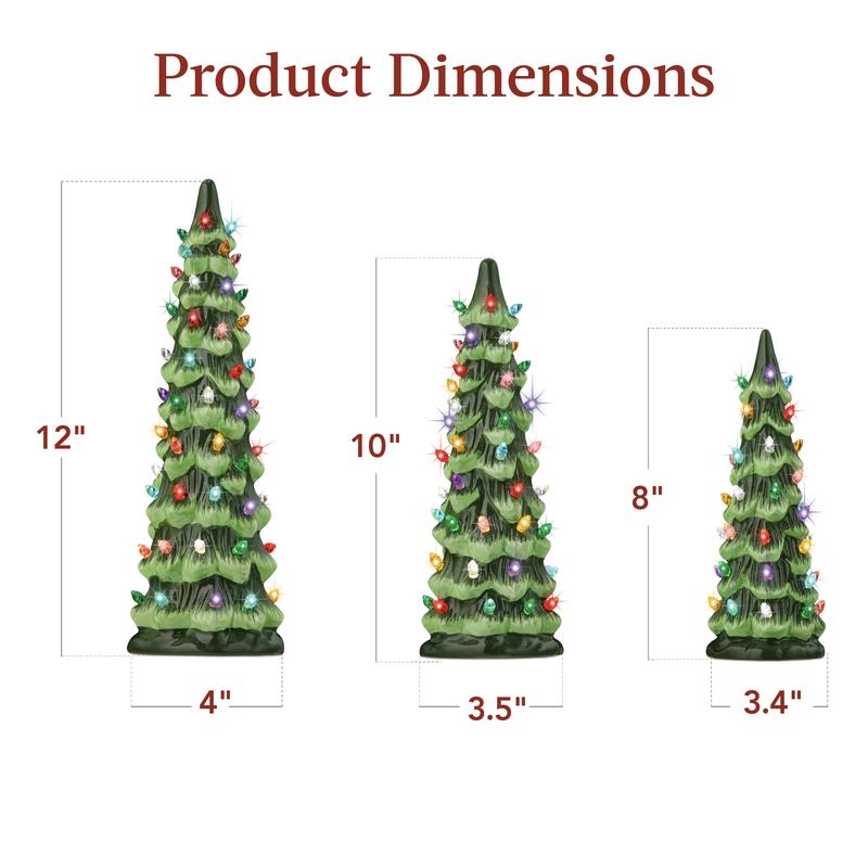 Hand-Crafted Ceramic LED Tabletop Christmas Trees
